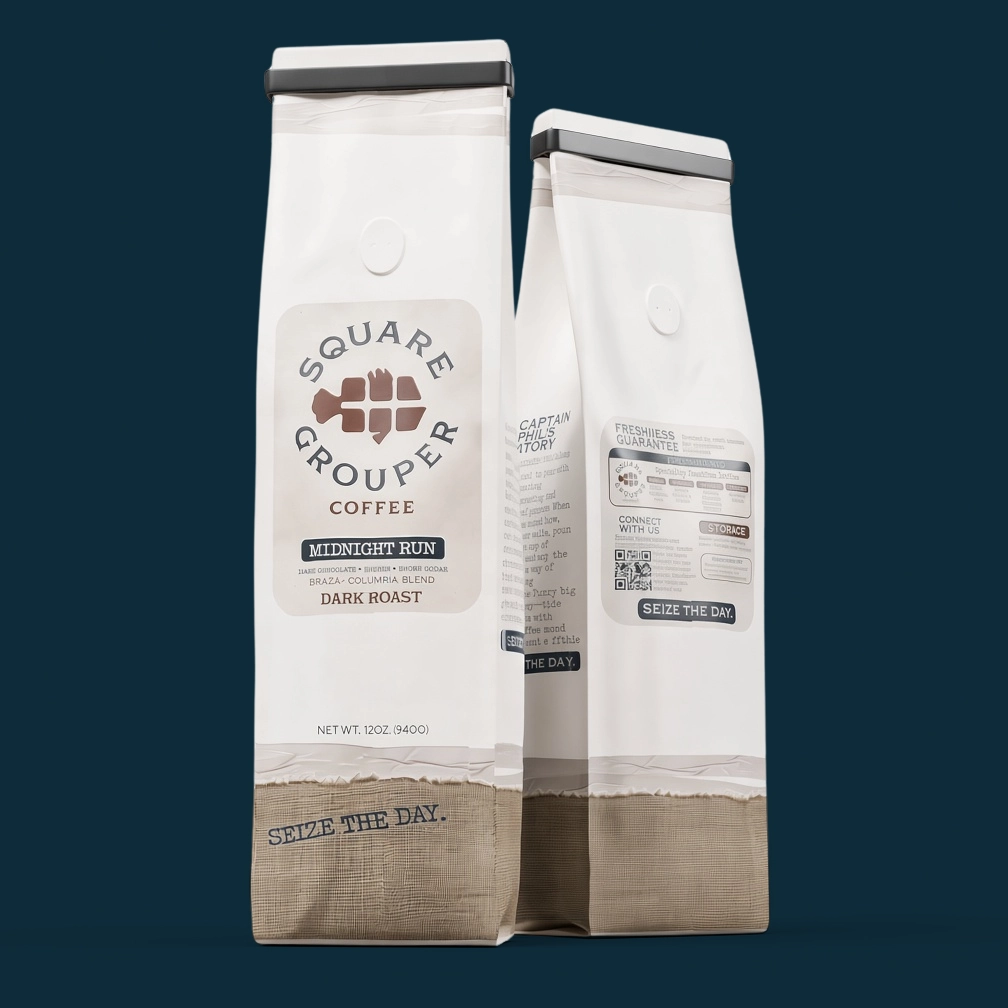 Two Square Grouper coffee bags